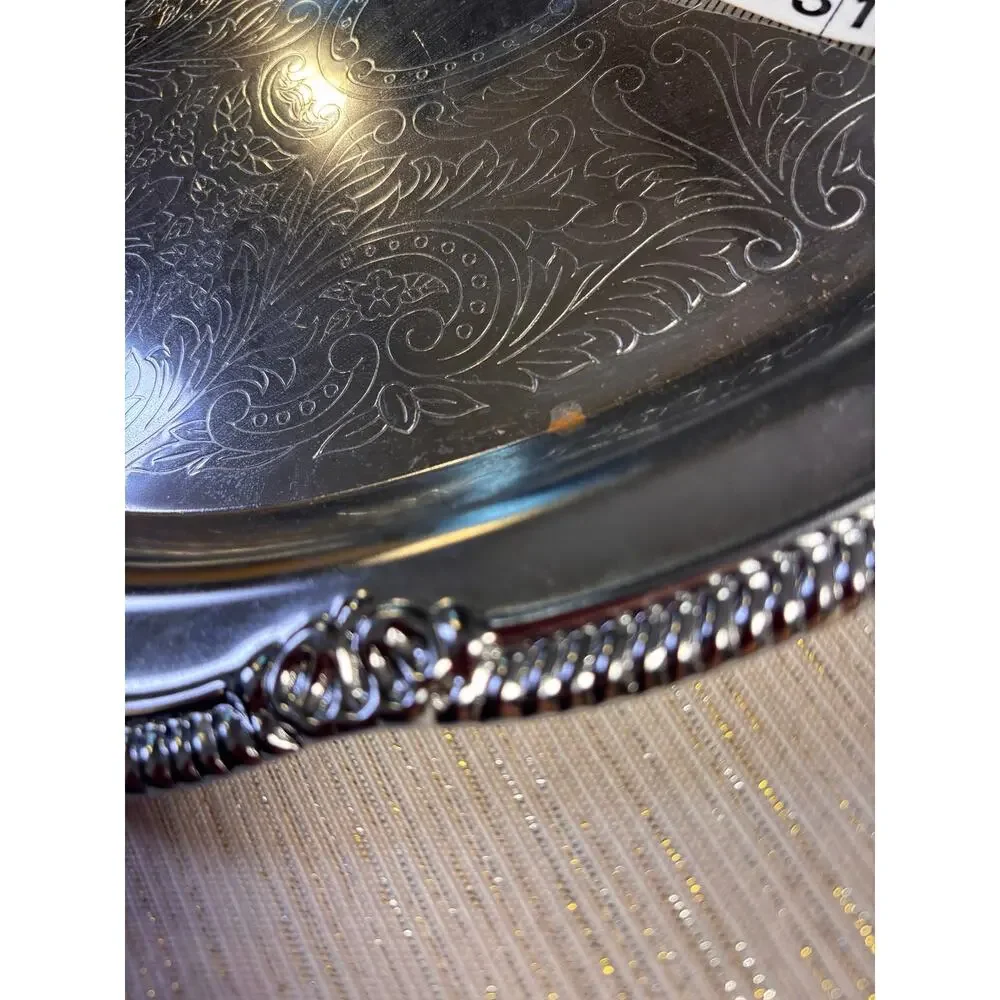 2 Vintage Serving Trays 25th Anniversary Irvinware? Gorgeous, silver-plated!!
